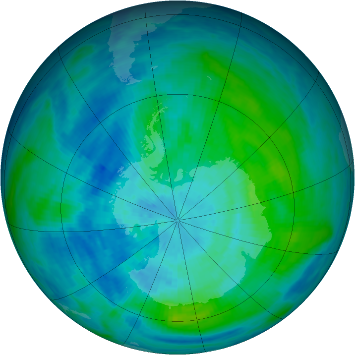 Antarctic ozone map for 21 March 1987
